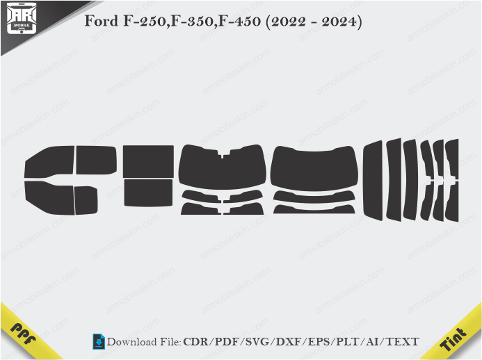 Ford F-250,F-350,F-450 (2022 – 2024) Tint Film Cutting Template