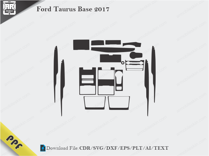 Ford Taurus Base 2017 Interior PPF Cut Template Vector