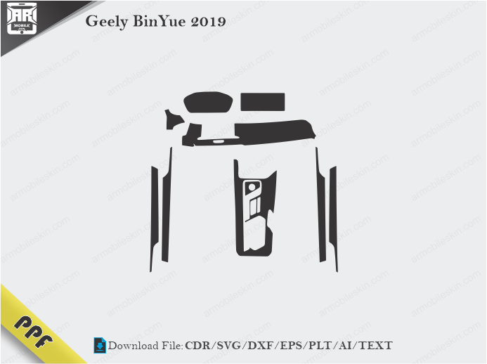 Geely BinYue 2019 Interior PPF Cut Template Vector