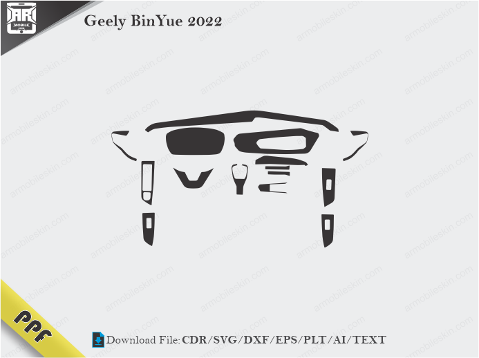 Geely BinYue 2022 Interior PPF Cut Template Vector