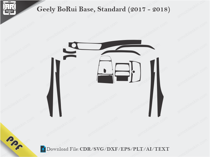 Geely BoRui Base, Standard (2017 – 2018) Interior PPF Cut Template Vector