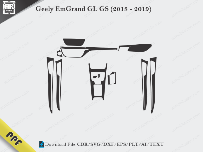 Geely EmGrand GL GS (2018 – 2019) Interior PPF Cut Template Vector