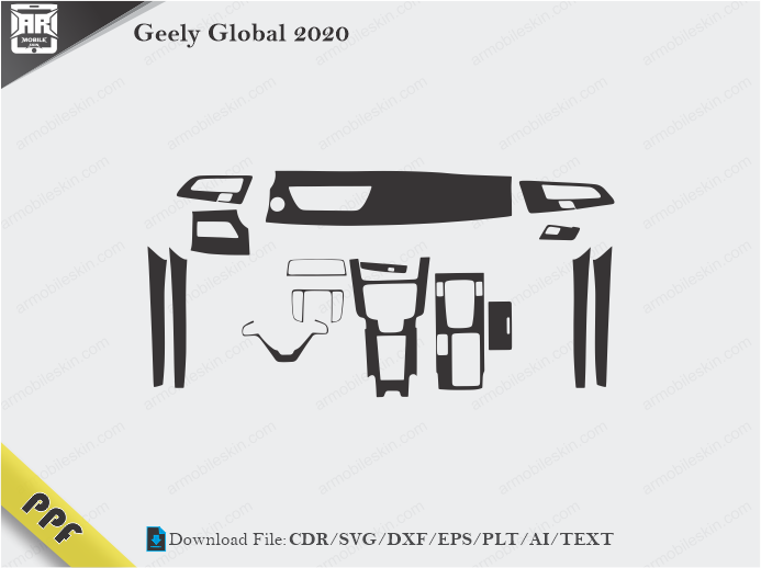 Geely Global 2020 Interior PPF Cut Template Vector