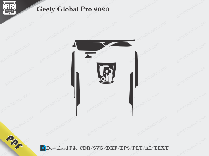 Geely Global Pro 2020 Interior PPF Cut Template Vector