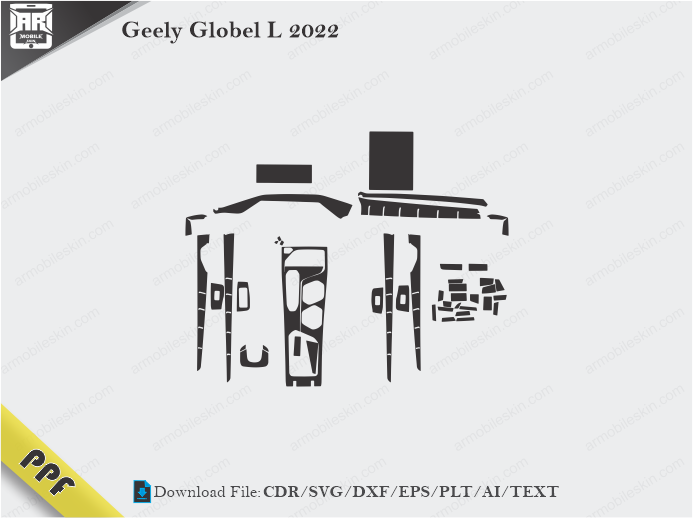 Geely Globel L 2022 Interior PPF Cut Template Vector