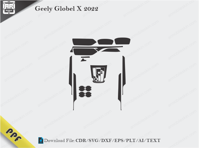 Geely Globel X 2022 Interior PPF Cut Template Vector