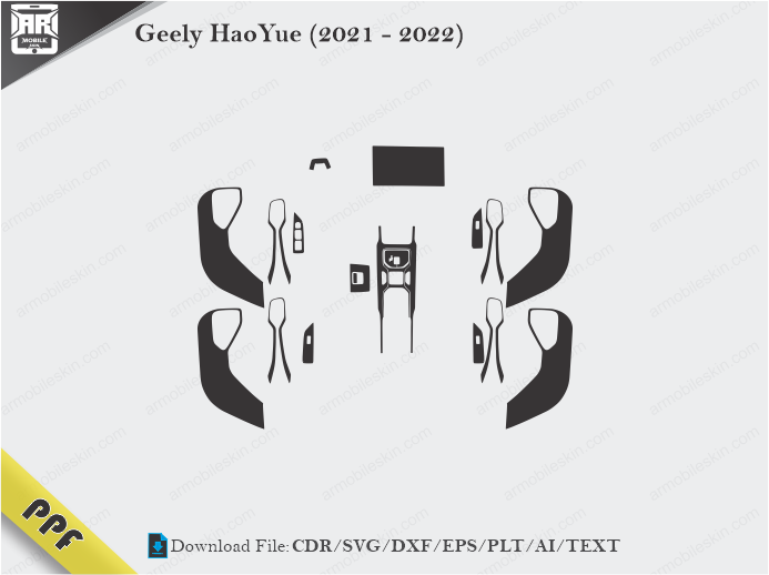 Geely HaoYue (2021 - 2022) Interior PPF Cut Template Vector