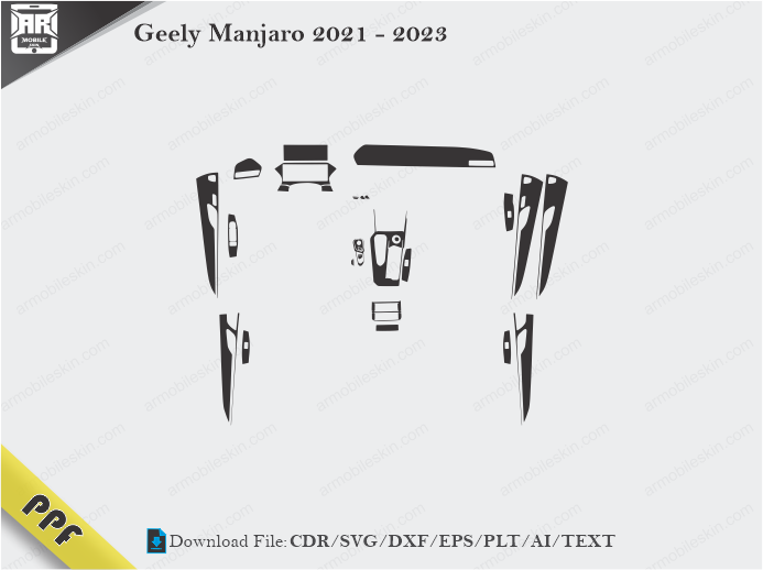 Geely Manjaro 2021 – 2023 Interior PPF Cut Template Vector