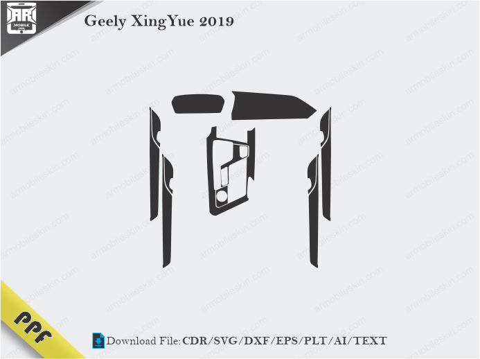 Geely XingYue 2019 Interior PPF Cut Template Vector