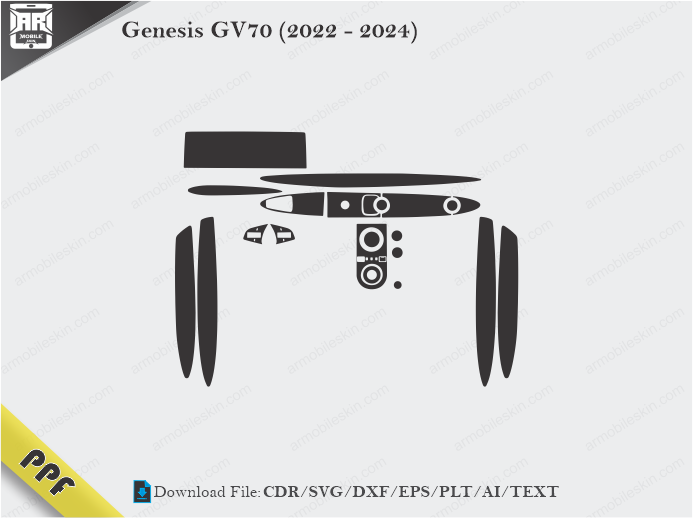 Genesis GV70 (2022 – 2024) Interior PPF Cut Template Vector