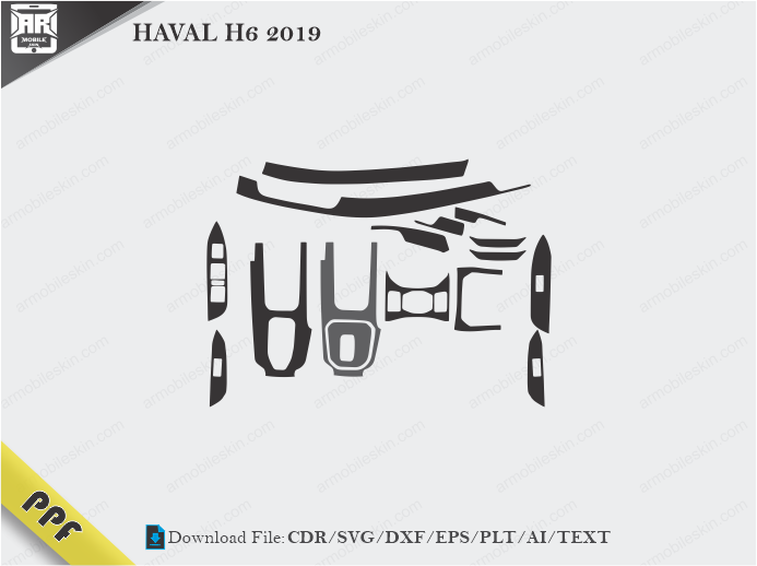 HAVAL H6 2019 Interior PPF Cut Template Vector