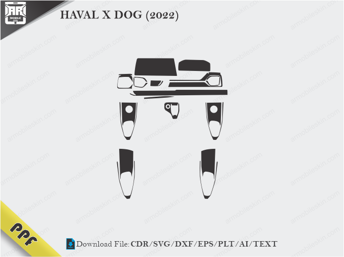 HAVAL X DOG (2022) Interior PPF Cut Template Vector