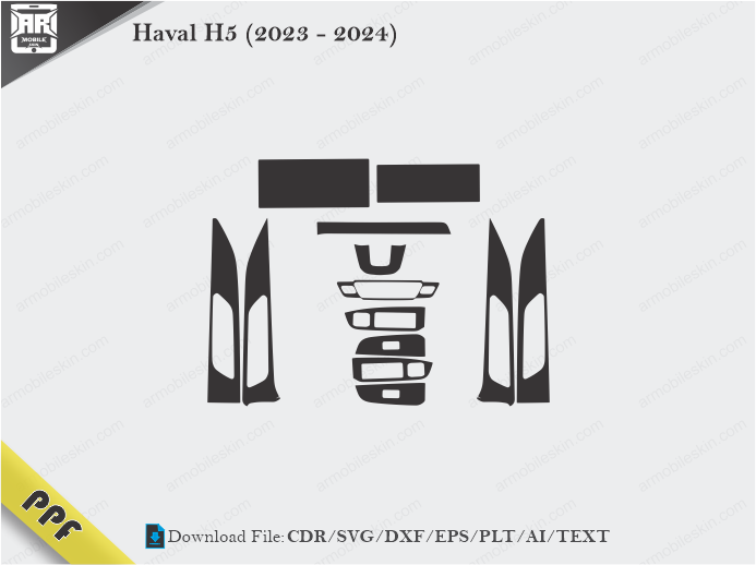 Haval H5 (2023 – 2024) Interior PPF Cut Template Vector