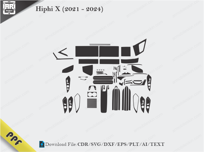 Hiphi X (2021 – 2024) Interior PPF Cut Template Vector