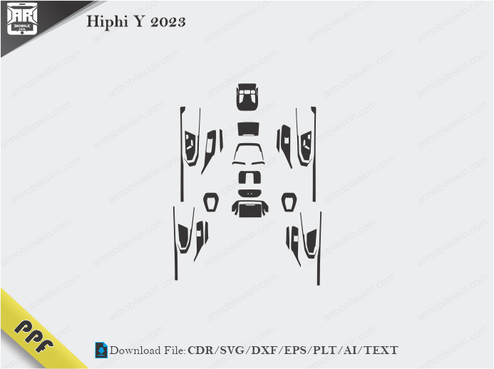 Hiphi Y 2023 Interior PPF Cut Template Vector