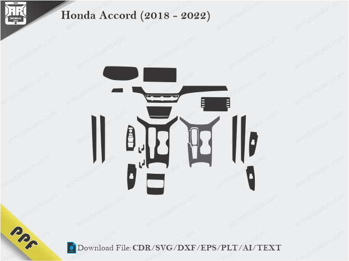 Honda Accord (2018 – 2022) Interior PPF Cut Template Vector