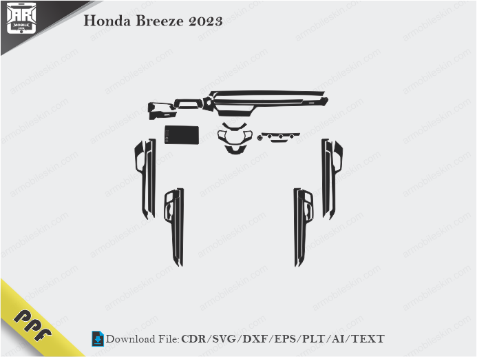 Honda Breeze 2023 Interior PPF Cut Template Vector