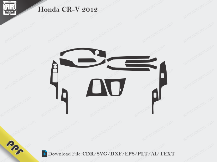 Honda CR-V 2012 Interior PPF Cut Template Vector