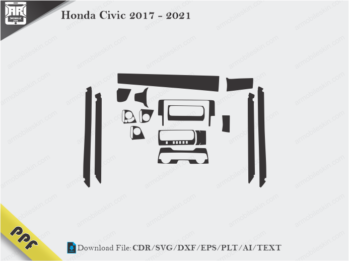 Honda Civic 2017 – 2021 Interior PPF Cut Template Vector