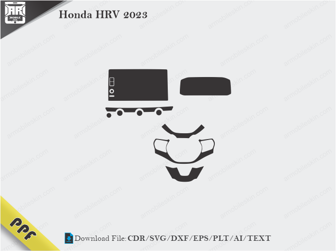 Honda HR-V 2023 Interior PPF Cut Template Vector