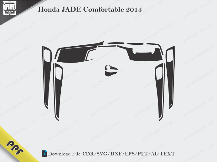 Honda JADE Comfortable 2013 Interior PPF Cut Template Vector