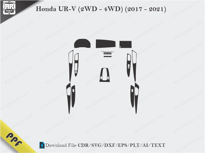 Honda UR-V (2WD – 4WD) (2017 – 2021) Interior PPF Cut Template Vector