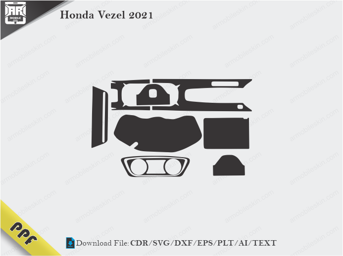 Honda Vezel 2021 Interior PPF Cut Template Vector