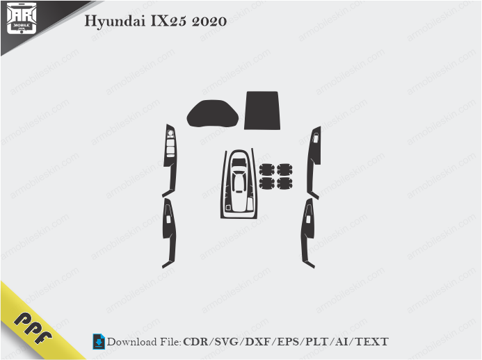 Hyundai IX25 2020 Interior PPF Cut Template Vector