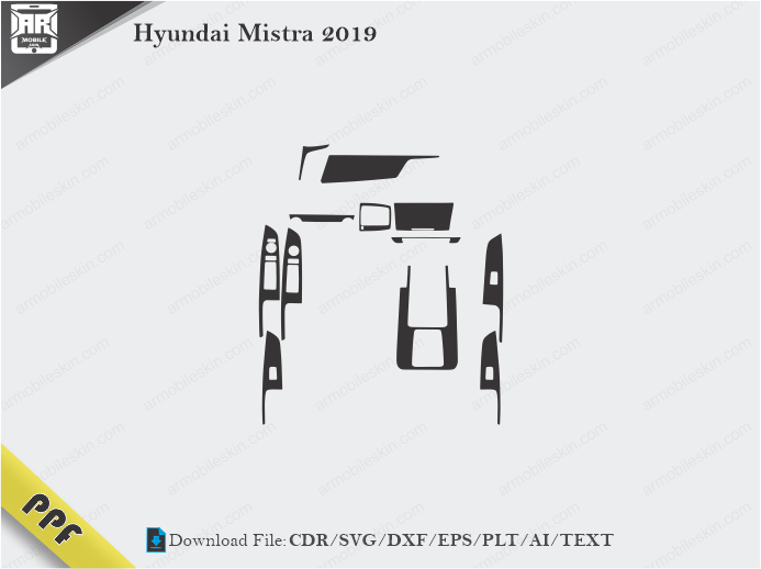 Hyundai Mistra 2019 Interior PPF Cut Template Vector