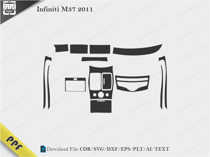 Infiniti M37 2011 Interior PPF Cut Template Vector