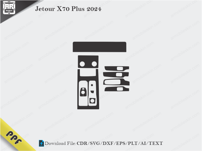 Jetour X70 Plus 2024 Interior PPF Cut Template Vector