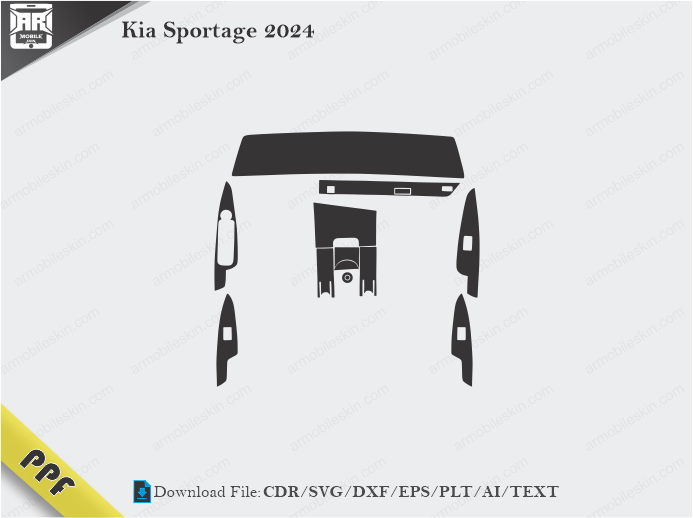 Kia Sportage 2024 Interior PPF Cut Template Vector