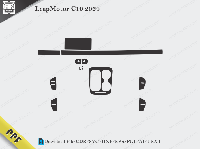 LeapMotor C10 2024 Interior PPF Cut Template Vector