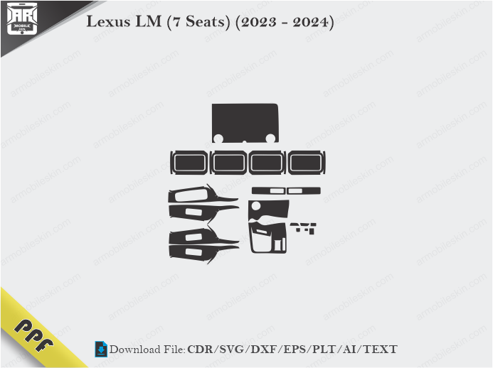 Lexus LM (7 Seats) (2023 – 2024) Interior PPF Cut Template Vector