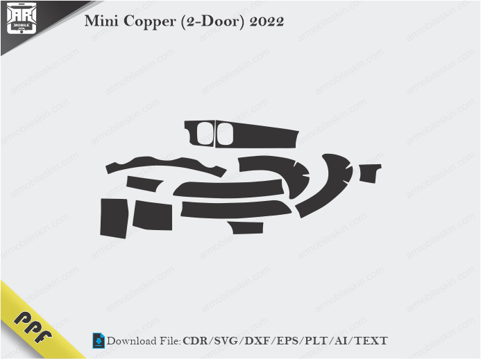 Mini Copper (2-Door) 2022 Interior PPF Cut Template Vector