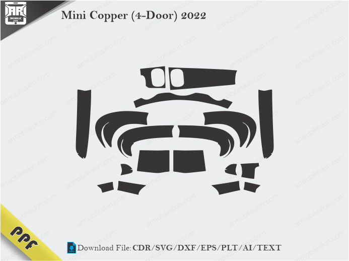 Mini Copper (4-Door) 2022 Interior PPF Cut Template Vector