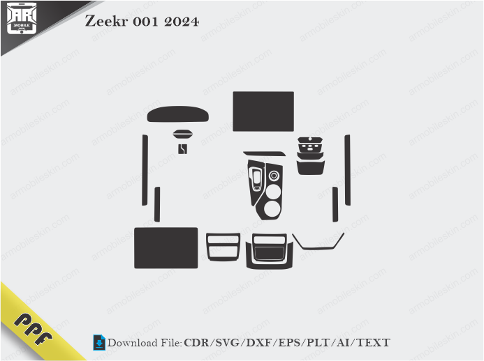 Zeekr 001 2024 Interior PPF Cut Template Vector