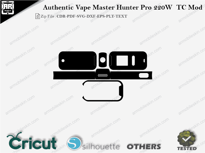 Authentic Vape Master Hunter Pro 220W TC Mod Skin Template Vector