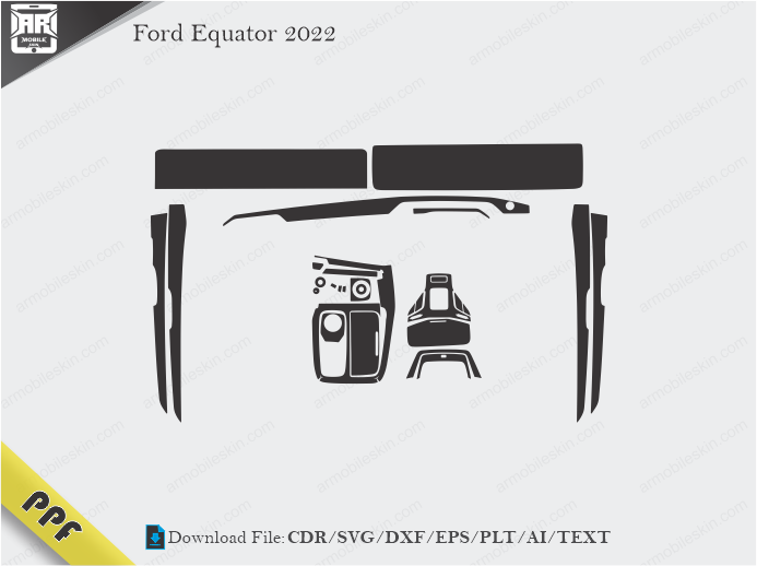 Ford Equator 2022 Interior PPF Cut Template Vector