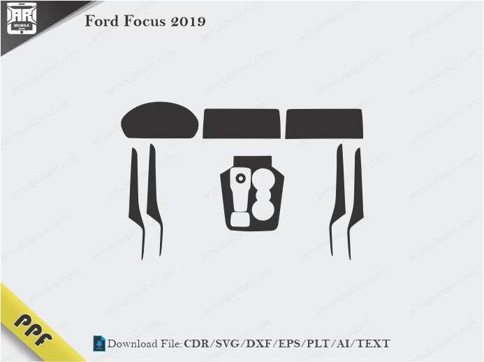 Ford Focus 2019 Interior PPF Cut Template Vector