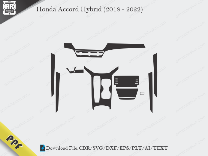 Honda Accord Hybrid (2018 - 2022) Interior PPF Cut Template Vector