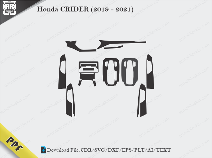 Honda CRIDER (2019 - 2021) Interior PPF Cut Template Vector