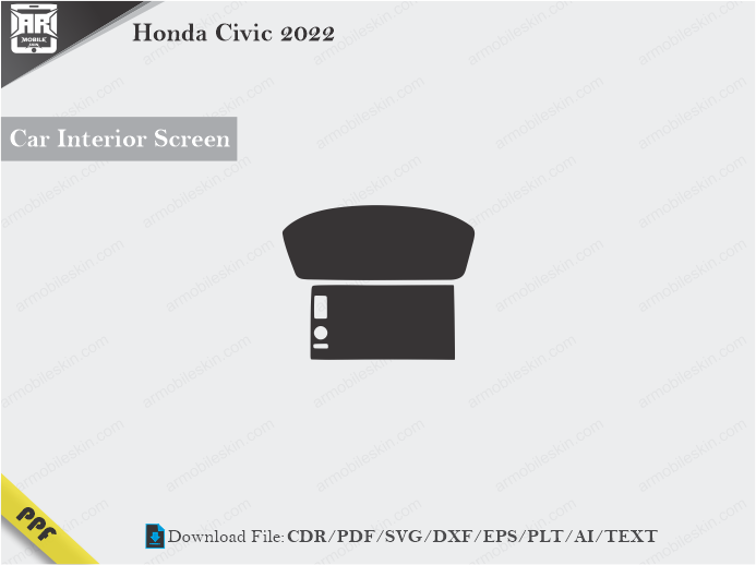 Honda Civic 2022 Car Screen Cutting Template Vector