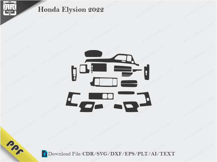 Honda Elysion 2022 Interior PPF Cut Template Vector