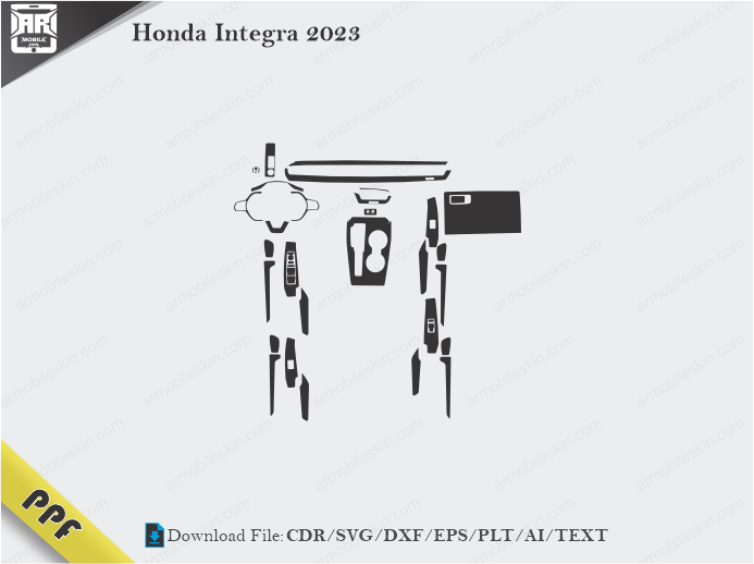 Honda Integra 2023 Interior PPF Cut Template Vector