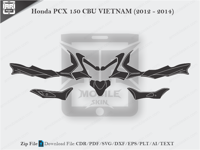 Honda PCX 150 CBU VIETNAM (2012 - 2014) Wrap Skin Template Vector