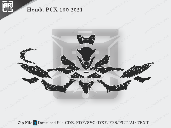 Honda PCX 160 2021 Wrap Skin Template Vector