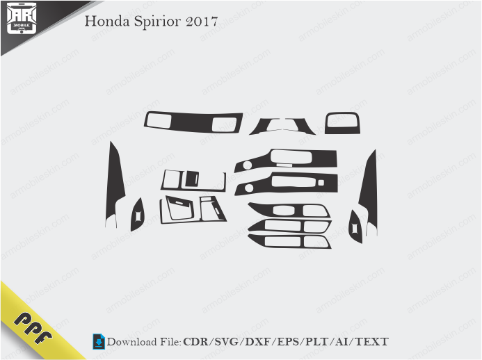 Honda Spirior 2017 Interior PPF Cut Template Vector