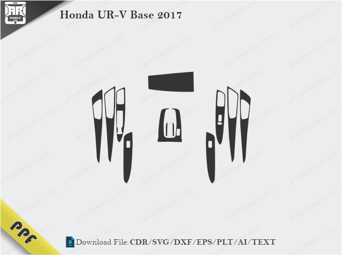 Honda UR-V Base 2017 Interior PPF Cut Template Vector