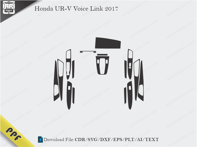 Honda UR-V Voice Link 2017 Interior PPF Cut Template Vector